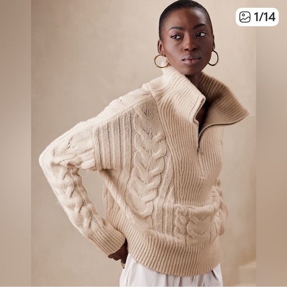 NWT Banana Republic Cavo Half Zip Wool Sweater - Picture 8 of 9